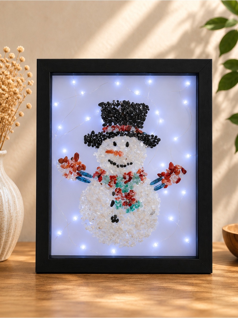 Festive Snowman Crystal Chips Light Box